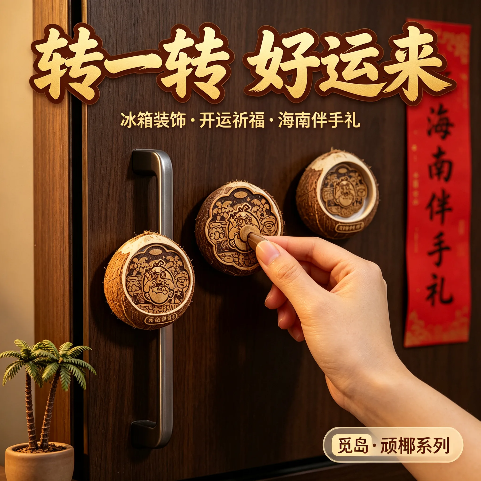 海岛文创 &middot; 椰雕冰箱贴